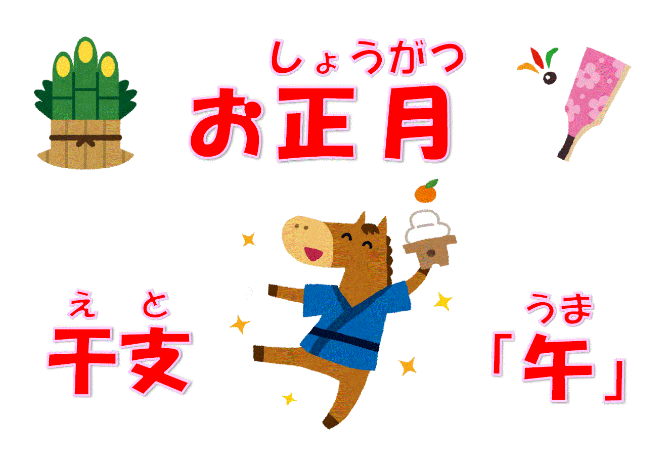 児童展示ポスター干支午お正月